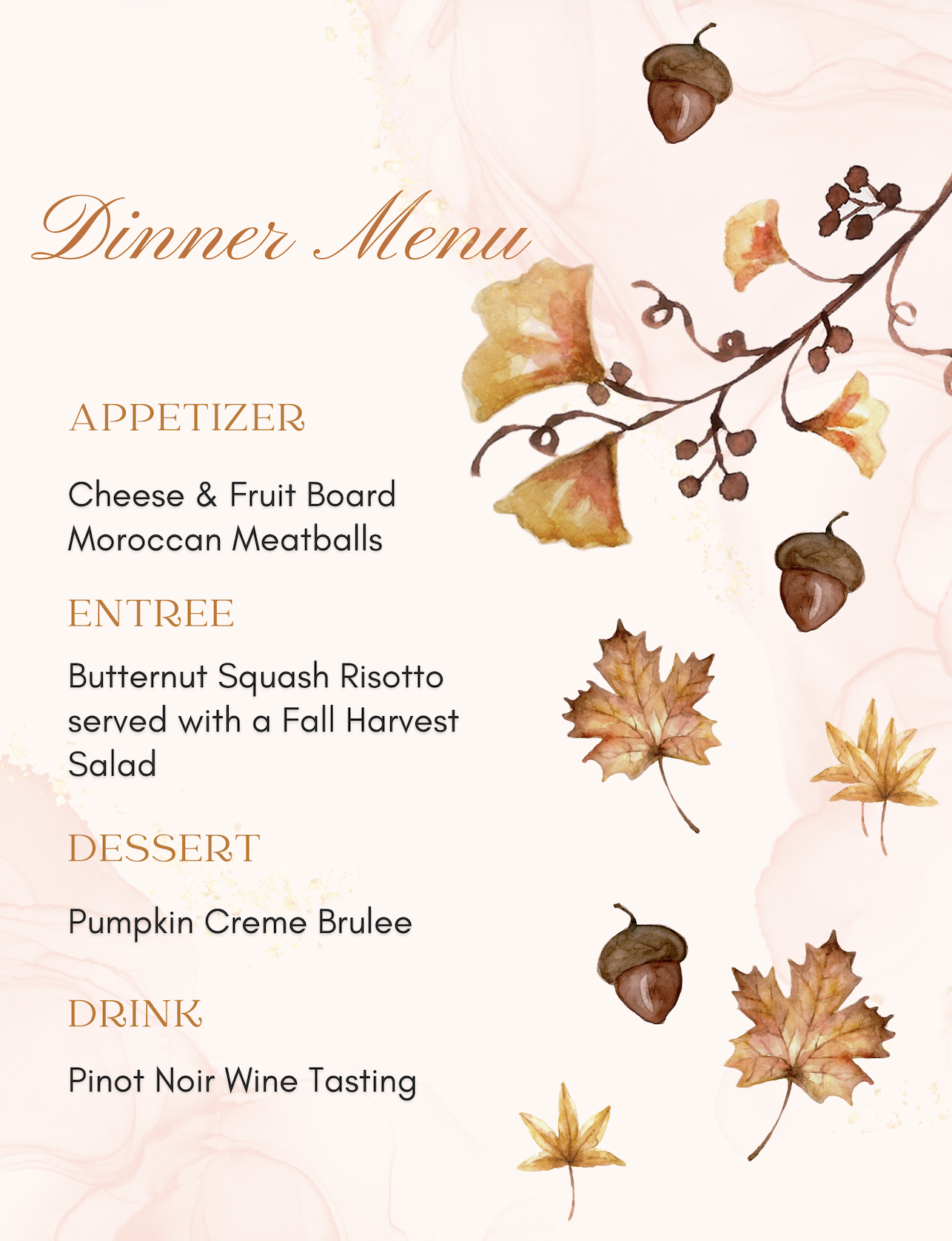 Autumn Dinner Menu
